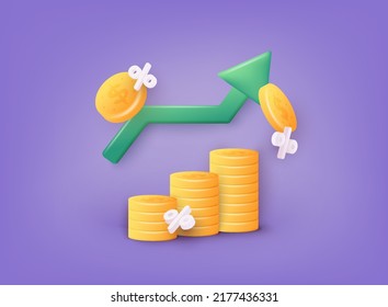 Inversión financiera. Depósito bancario, financiamiento de beneficios Gestione dinero a través de su teléfono móvil, aplicaciones. Ilustraciones de vectores 3D.