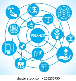 Financial And Investment Concept Info Graphic Network With Blue Theme