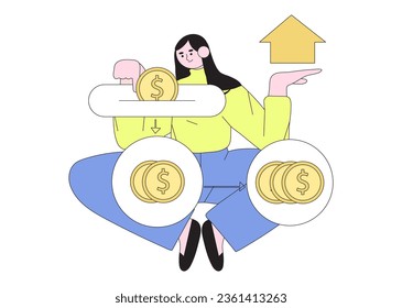 Financial investment. Creative concept of market movement. Bank deposit, profit finance Manage money through your mobile applications. Investment or trading concept.
