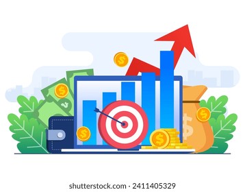 Financial and Investment growth concept flat illustration vector template, Passive income, Save money, Profit growth, Business plan strategy, Growth business finance, Financial planning