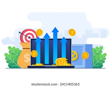 Financial and Investment growth concept flat illustration vector template, Passive income, Save money, Profit growth, Business plan strategy, Growth business finance, Financial planning