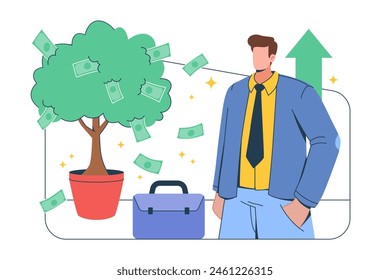 Financial and investment growth. Increase earning profit and capital gain, Success in wealth management concept. Vector illustration
