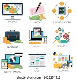 Financial Investment Icons, Internet Banking, Financial Statistics icon, Budget and Accounting Icons, Money & Funding Icons, Financial Report Financial Investment Icons, Internet Banking, Financial Statistics icon, Budget and Accounting Icons, Money & Funding Icons, Financial Report