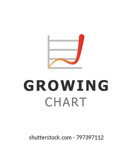 Financial and investment logo design. Growing chart template symbol vector illustration. Flat icon with graph growth. Finance success concept
