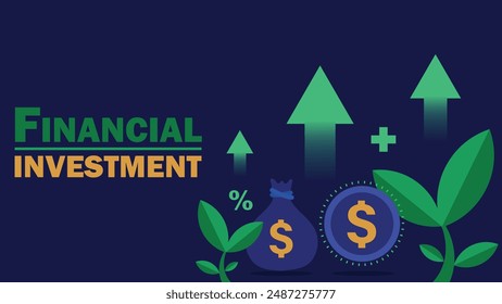 Financial investment return concept vector banner design. business and personal finance invest plan cover greeting card.