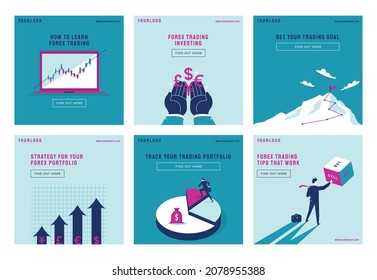 Financial Investment Social Media Post Collection Vector Illustration