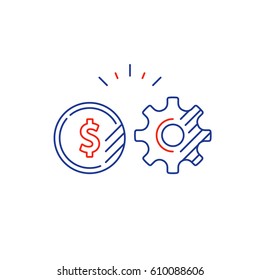 Financial investment strategy and management concept, finance planning logo, business technology, mono line vector illustration