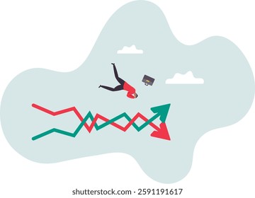 Financial investment volatility, uncertainty or change in business and stock market due to Coronavirus crisis.business concept.flat character.