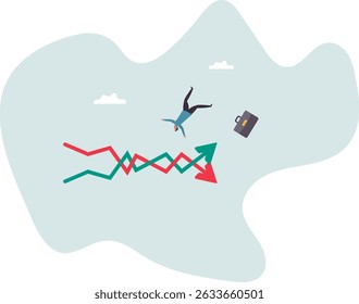 Financial investment volatility, uncertainty or change in business and stock market due to Coronavirus crisis.character for design.