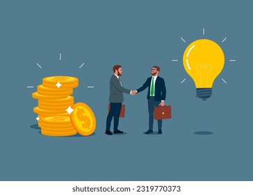 Financial investments in creative projects and into innovation. Business, Company, Funds, gold. Flat vector illustration.