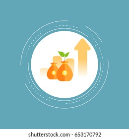 Financial investments, financial growth, revenue increase, budget management flat vector illustration design. Business and financial forecasting design for web banners and apps