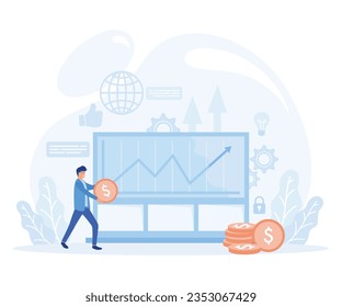 Financial investments, marketing, analysis, deposit security, Investments in innovation. flat vector modern illustration
