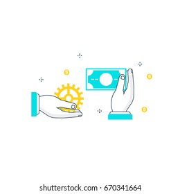 Financial investments, money transactions, payments, deposit, budget management flat line vector illustration design. Business and finance design for web banners and apps