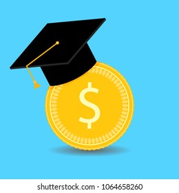 Financial investments in training. Vector graduation university, invest in bachelor, scholarship financial illustration