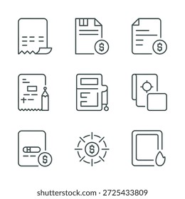 Iconos de Facturación de Factura Financiera y Gestión de Documentos