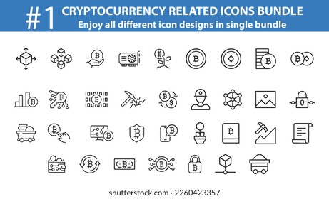 financial isolated icons with bitcoin and other cryptocurrency related symbols. business. digital. money. growth. marketing. technology. blockchain. exchange. commerce vector art