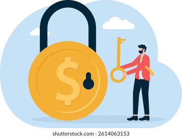 Financial key success. unlock secret reward for investment opportunity,


