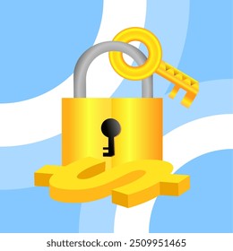 Financial key to success vector illustration in a minimalist background. Suitable for business and digital economy awareness content