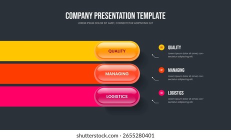 Financial Launch 3 Element Infographic Slideshow Template. Creative Plan Slide Layout Vector Illustration. Advertising Growth Three Step Diagram Frame Design.