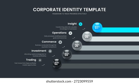 Financial Launch 5 Option Graph Slide Layout. Minimalistische Innovation Frame Template Vektorgrafik. Werbeplan Fünf-Stufen-Diagramm Präsentation Design.