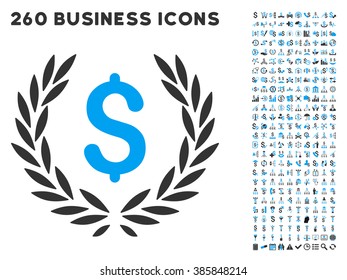 Financial Laurel Wreath icon within 260 vector business pictogram set. Style is bicolor flat symbols, light blue and gray colors, white background.