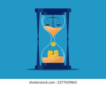 Financial law. The scale in the hourglass turns into money