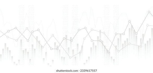 financial line chart diagram with ascending graphs on white background,abstract financial chart with sideways line graph and candlestick on white background