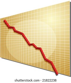 Gráfico de líneas financieras sobre el fondo de la cuadrícula, bajando