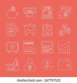 financial line icon set