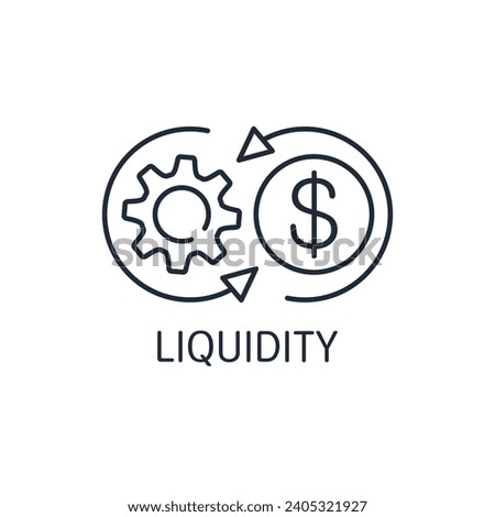 Financial Liquidity.  Vector linear icon illustration isolated on white background.