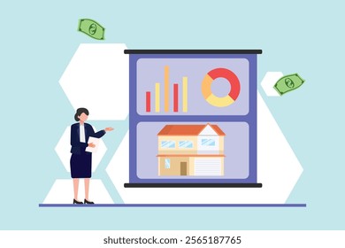 Financial literacy concept. Colored flat vector illustration isolated.
