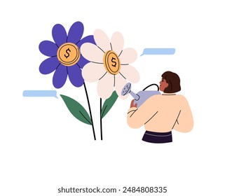 Financial literacy concept. Investment of savings with money deposits. Development of business efficiency. Increasing of income, return, fund. Flat isolated vector illustration on white background