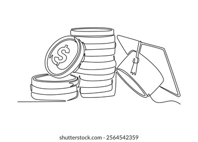Financial literacy concept. Single line draw design vector graphic illustration.