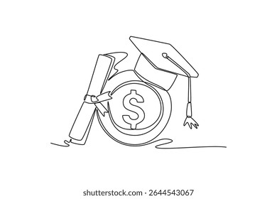 Concepto de alfabetización financiera. Diseño de dibujo de línea única. Ilustración gráfica de Vector