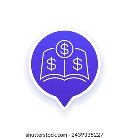 Financial literacy icon with a book in line style