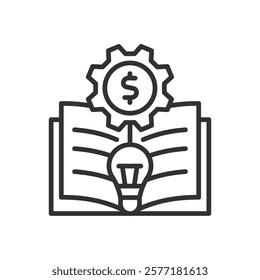 Financial literacy, icon in line design. Financial literacy, budgeting, money management, fin education, financial planning on white background vector. Financial literacy editable stroke icon