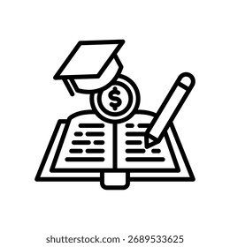 Ilustración vectorial de línea de ícono de alfabetización financiera