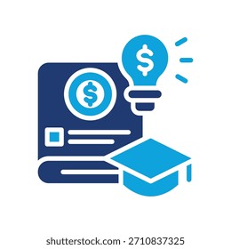 Ilustração de vetor misto do ícone de alfabetização financeira