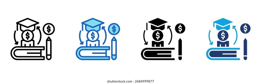 Ícone de Alfabetização Financeira - Ilustração de Vetor com Vários Estilos