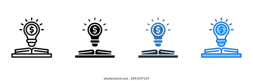 Icono de alfabetización financiera Ilustración vectorial de estilo múltiple