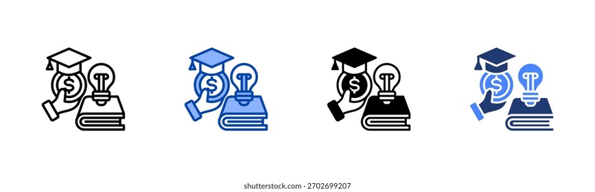 Conjunto de iconos de alfabetización financiera colección de estilos múltiples