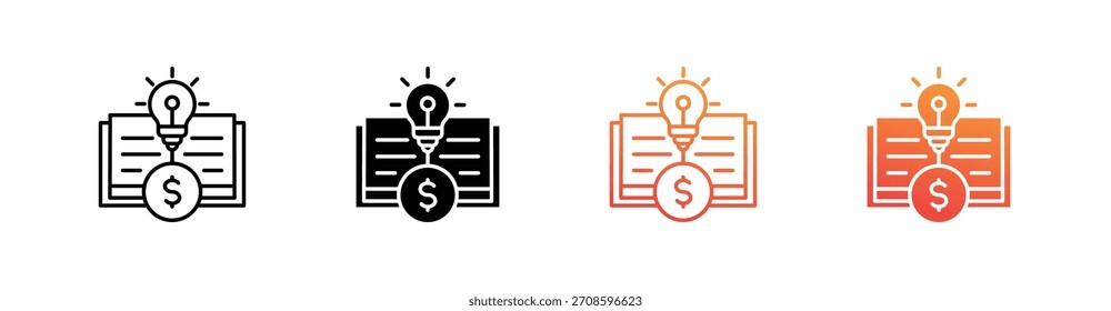 Financial Literacy Multiple Style Icon Set Vector
