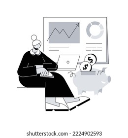 Financial literacy of retirees abstract concept vector illustration. Financial literacy for senior, retirement planning courses, pension income control, retiree budget plan abstract metaphor.