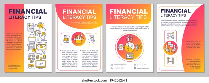 Financial Literacy Tips Brochure Template. Income Growth. Flyer, Booklet, Leaflet Print, Cover Design With Linear Icons. Vector Layouts For Magazines, Annual Reports, Advertising Posters