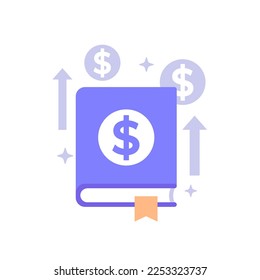 Financial literacy vector icon with a book