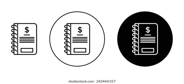 Financial Log Vector Illustration Set. Fiscal Chronicles sign suitable for apps and websites UI design style.