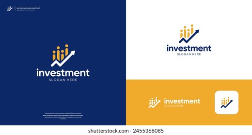 Financial logo arrow and diagram market logo design template