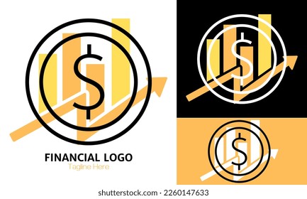Logo financiero ilustración de diseño de vector de negocio, emblema de identidad de marca