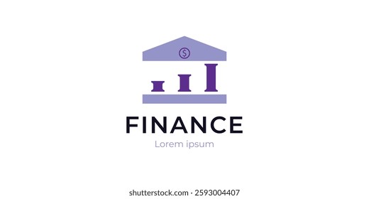 financial logo with chart and bank icon, investment logo and banking logo