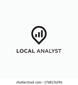 financial logo combination with location and chart silhouette vector illustration template